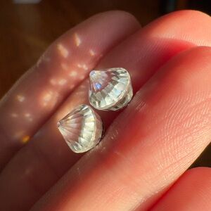 Vintage Clear Crystal Quartz Studs